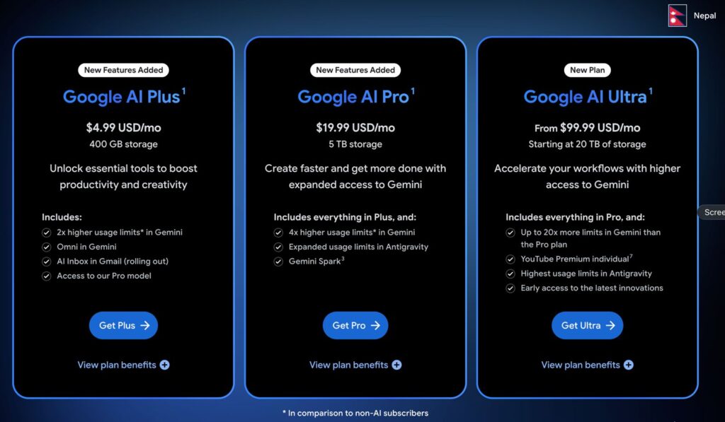 Google One (Gemini AI Pro) in nepal Google One (Gemini AI Pro) in nepal
